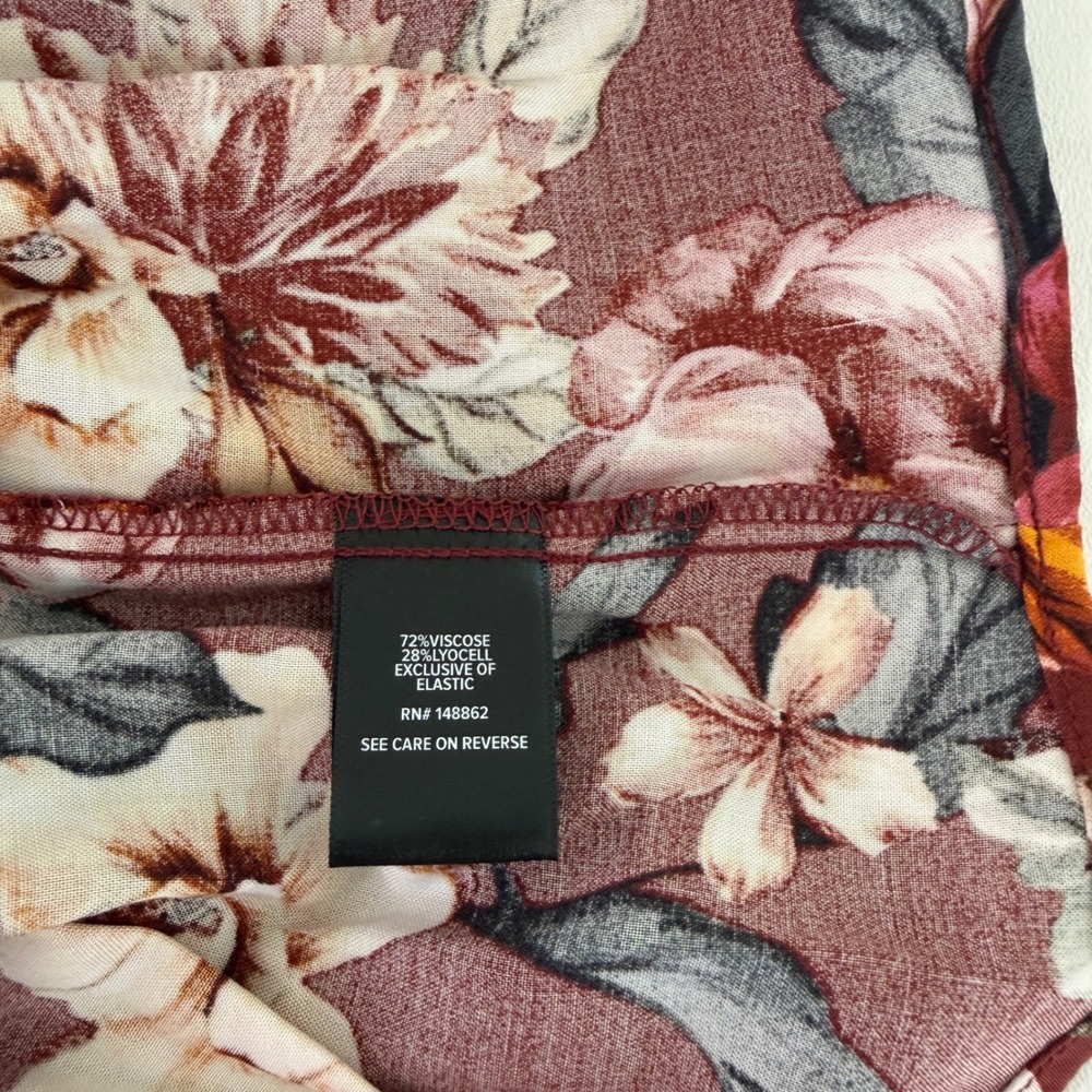 Torrid Maxi Dress Women 4 Burgundy Floral Boho Off Shoulder Ruffle Pocket - Picture 8 of 12